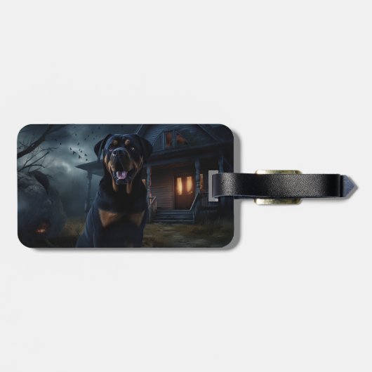 Rottweiler Halloween Scary Bagagelabel (Achterkant horizontaal)