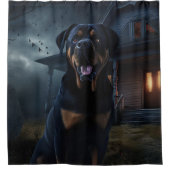 Rottweiler Halloween Scary Douchegordijn (Voorkant)