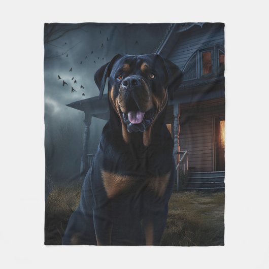 Rottweiler Halloween Scary Fleece Deken (Voorkant)