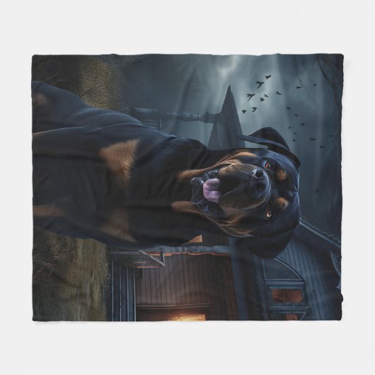 Rottweiler Halloween Scary Fleece Deken (Voorkant (Horizontaal))