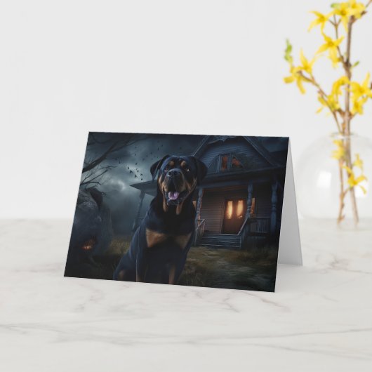 Rottweiler Halloween Scary Kaart (Gele Bloem)