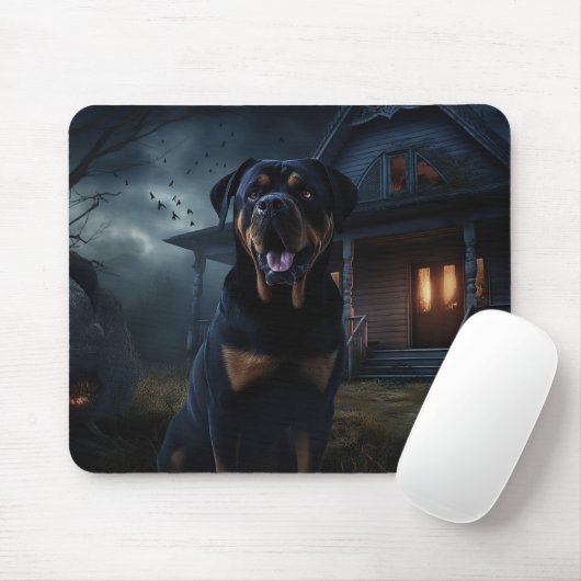 Rottweiler Halloween Scary Muismat (Met muis)