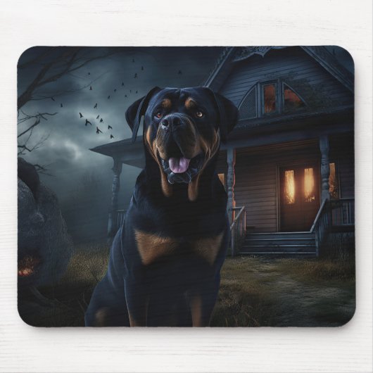 Rottweiler Halloween Scary Muismat (Voorkant)