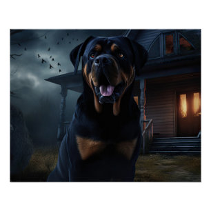 Rottweiler Halloween Scary Perfect Poster
