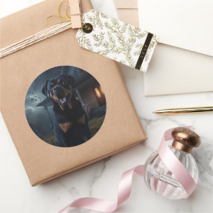 Rottweiler Halloween Scary Ronde Sticker