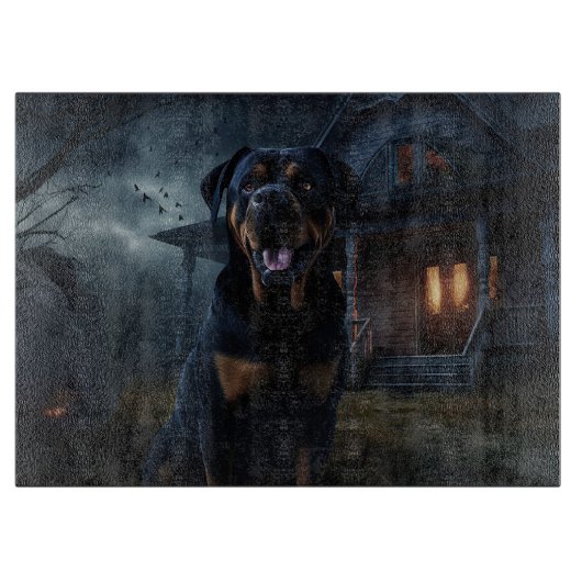 Rottweiler Halloween Scary Snijplank (Voorkant)