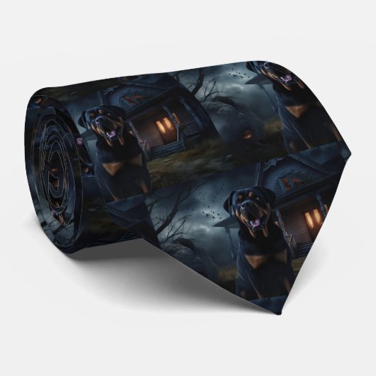 Rottweiler Halloween Scary Stropdas (Opgerold)