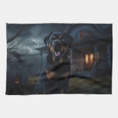 Rottweiler Halloween Scary Theedoek (Horizontaal)