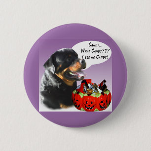 Rottweiler Halloween Snoep Ronde Button 5,7 Cm