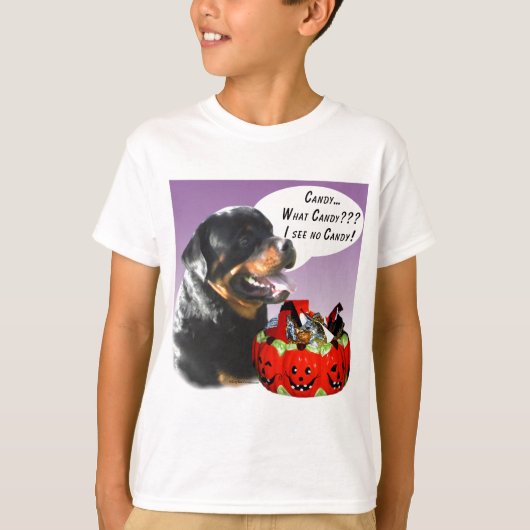 Rottweiler Halloween Snoep T-shirt (Voorkant)