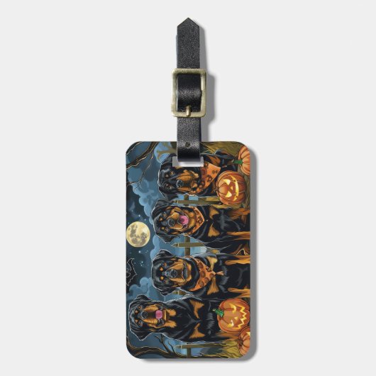 Rottweiler Halloween Spooky Bagagelabel (Voorkant verticaal)