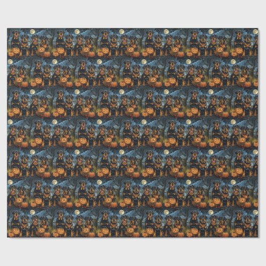 Rottweiler Halloween Spooky Cadeaupapier (Vlak)