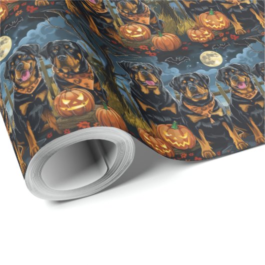 Rottweiler Halloween Spooky Cadeaupapier (Rol Hoek)