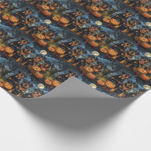 Rottweiler Halloween Spooky Cadeaupapier (Hoek)