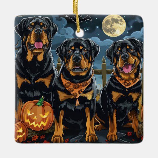 Rottweiler Halloween Spooky Keramisch Ornament (Voorkant)