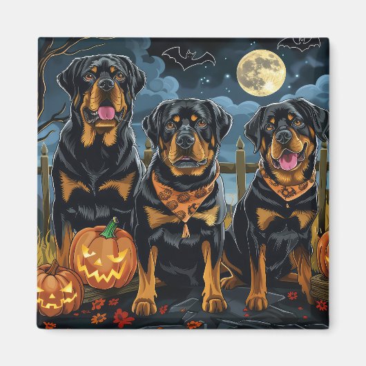 Rottweiler Halloween Spooky Magneet (Voorkant)