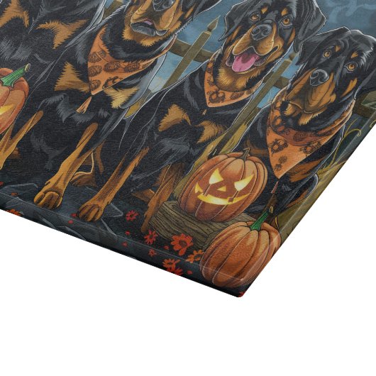 Rottweiler Halloween Spooky Snijplank (Hoek)
