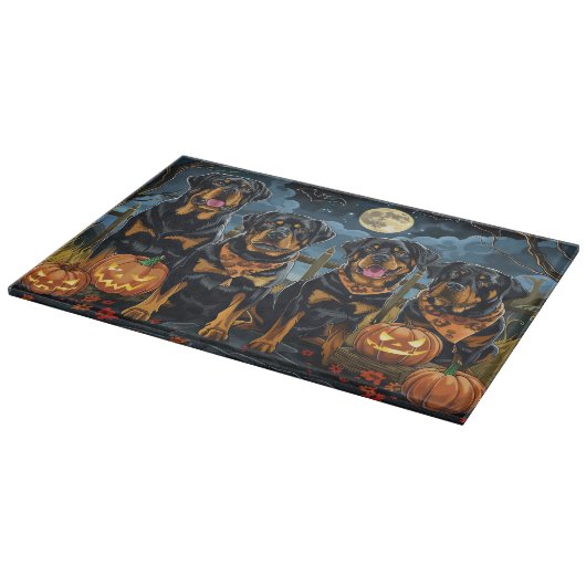 Rottweiler Halloween Spooky Snijplank (Hoek)