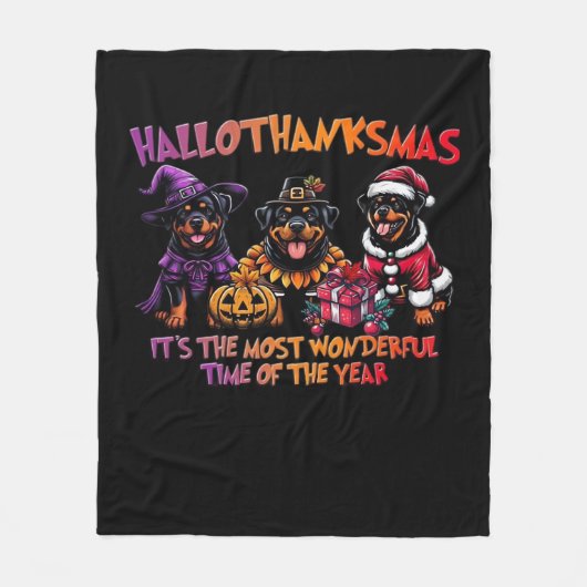 Rottweiler Halloween Thanksgiving Christmas Classi Fleece Deken (Voorkant)
