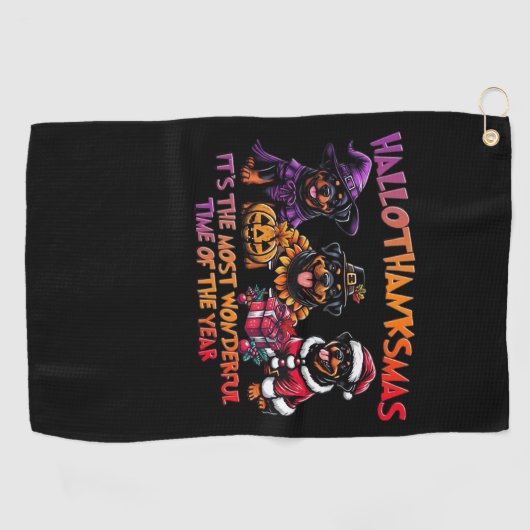 Rottweiler Halloween Thanksgiving Christmas Classi Golfhanddoek (Horizontaal)