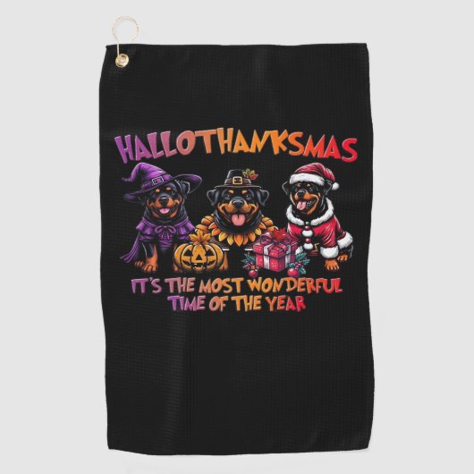 Rottweiler Halloween Thanksgiving Christmas Classi Golfhanddoek (Voorkant)