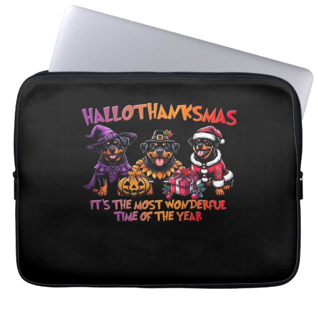Rottweiler Halloween Thanksgiving Christmas Classi Laptop Sleeve (Voorkant)