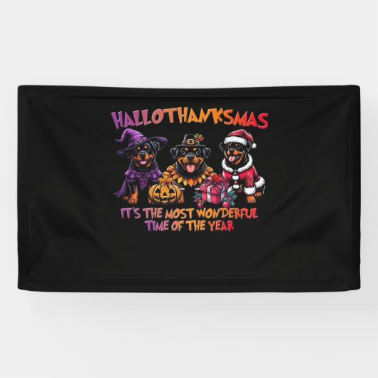 Rottweiler Halloween Thanksgiving Christmas Classi Spandoek (Horizontaal)