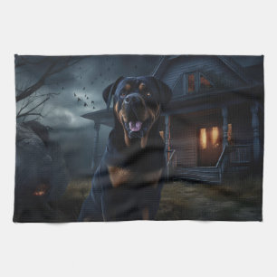 Rottweiler Halloween Verschrikkelijk  Theedoek