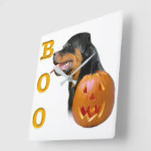 Rottweiler Halloween Vierkante Klok (Hoek)