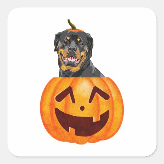 Rottweiler Halloween Vierkante Sticker (Voorkant)