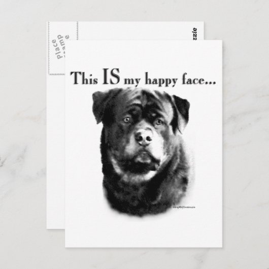 Rottweiler Happy Face Briefkaart (Voorkant / Achterkant)