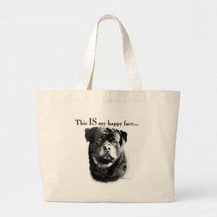 Rottweiler Happy Face Grote Tote Bag