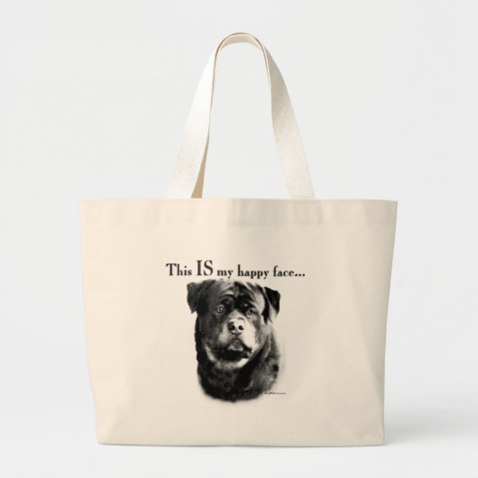 Rottweiler Happy Face Grote Tote Bag (Voorkant)