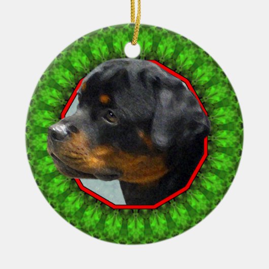 Rottweiler Happy Howliday Keramisch Ornament (Voorkant)