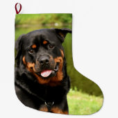 Rottweiler Happy kerststopping Grote Kerstsok (Voorkant)