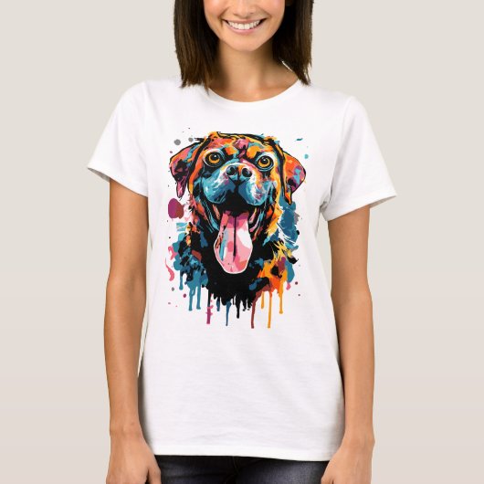 Rottweiler Head T-Shirt - Rottweiler Kleurrijke Ho (Voorkant)