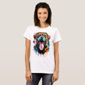 Rottweiler Head T-Shirt - Rottweiler Kleurrijke Ho (Voorkant volledig)