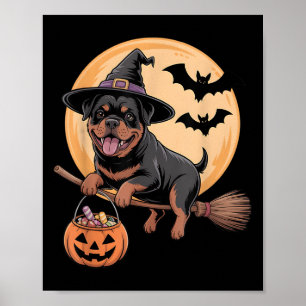 Rottweiler Heksenhoed Pompoen Halloween Kostuum He Poster