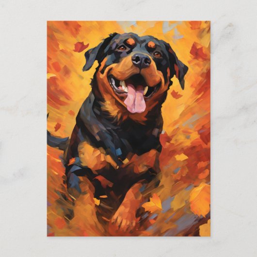Rottweiler Herfst Dankzegging Briefkaart (Voorkant)