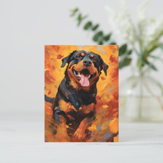 Rottweiler Herfst Thanksgiving  Briefkaart (Staand voorkant)