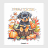 Rottweiler Herfst verliefd Sticker (Vel)