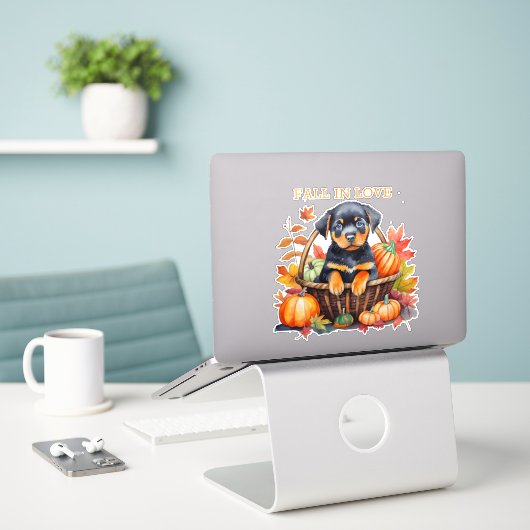 Rottweiler Herfst verliefd Sticker (Laptop op bureau)