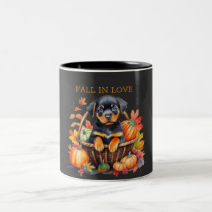 Rottweiler Herfst verliefd Tweekleurige Koffiemok
