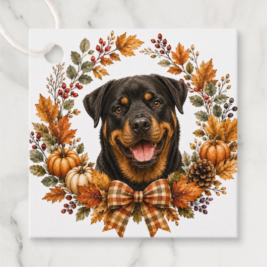 Rottweiler Herfstkrans Bedankjes Labels (Voorkant)