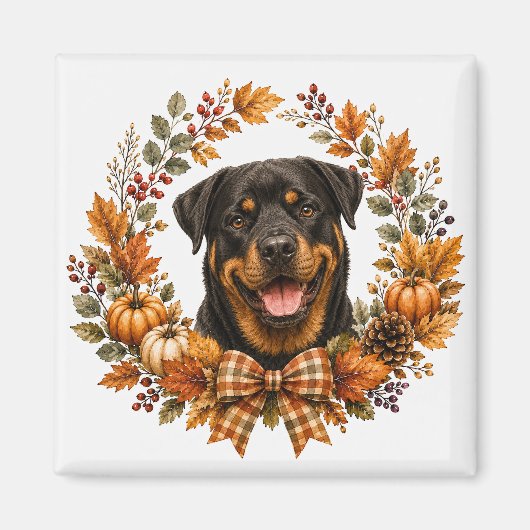 Rottweiler Herfstkrans Magneet (Voorkant)