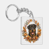 Rottweiler Herfstkrans Sleutelhanger (Voorkant Links)