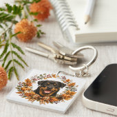 Rottweiler Herfstkrans Sleutelhanger (Voorkant Rechts)