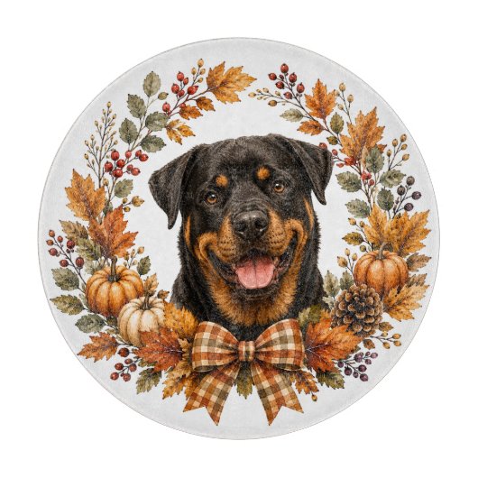 Rottweiler Herfstkrans Snijplank (Voorkant)