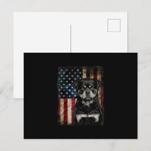 rottweiler hond 4 juli amerikaanse vlag patriottis aankondigingskaart (Voorkant / Achterkant)
