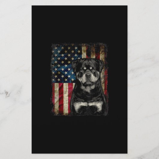 rottweiler hond 4 juli amerikaanse vlag patriottis briefpapier (Voorkant)